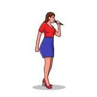 ilustración vectorial una mujer está cantando vector