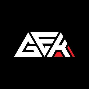 GEK triangle letter logo design with triangle shape. GEK triangle logo design monogram. GEK triangle vector logo template with red color. GEK triangular logo Simple, Elegant, and Luxurious Logo. GEK