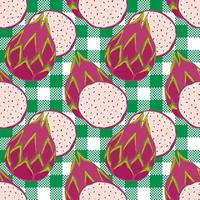 Seamless pattern with dragon fruit, Pitaya. Fruit vector. Wrapping paper or packaging pattern vector