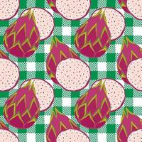 Seamless pattern with dragon fruit, Pitaya. Fruit vector. Wrapping paper or packaging pattern vector