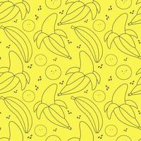 Painted seamless background with banana, abstract repeating pattern. banana pattern. For paper, cover, fabric, healthy food background, gift wrapping, wall art, interior decor. Illustration of food. vector