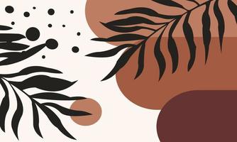 banner design with aesthetic background. brown color abstract design with leaf elements vector