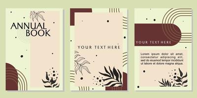 conjunto de plantillas de portada de libros anuales. fondo abstracto de tema natural. diseño estético vector