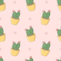 Seamless pattern with cartoon colourful cactuses. Cute print for phone case, backgrounds, fashion, wrapping paper and textile. Vector Illustration