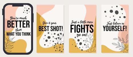 self motivational quote design, trendy template for social media stories. aesthetic background with hand drawn floral elements vector