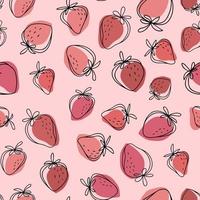 Cute pattern with strawberry sketch vector