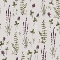 Pattern with delicate wildflowers and plants vector