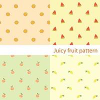 Set of patterns with cute fruits vector