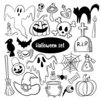 gran conjunto de lindos garabatos de halloween vector