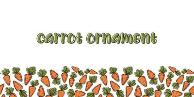 Cute cartoon seamless ornament with carrots. Bright outline and rich colors. vector