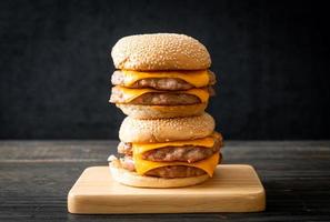 pork hamburger or pork burger with cheese photo