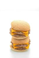 pork hamburger or pork burger with cheese on white background photo