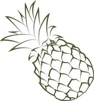 Outline green image of a pineapple. Vector Graphics.