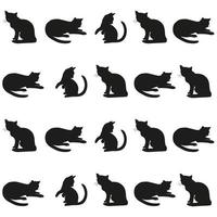 Vector seamless pattern with hand draw textured cats in graphic. Black and white endless background.