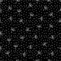 Black with white dandelions seamless pattern background design. Great for home interior, kitchen and outdoor design projects. Surface pattern design. vector