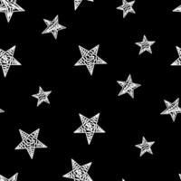Star doodles pattern. Seamless background with stars. Hand drawn illustration. vector