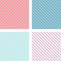 Tile baby pink and blue vector pattern set with polka dots