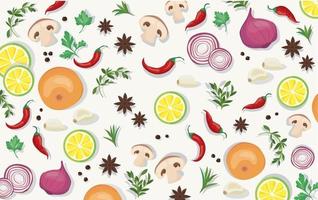 spice and vegetable foods background vector