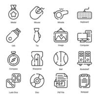 education line icons set isolated on white background vector