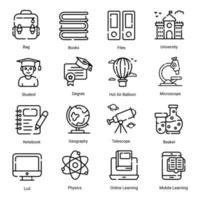 education line icons set isolated on white background vector