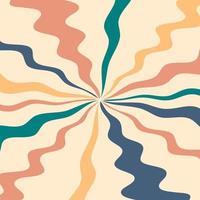 Groovy background in 1970 style with color waves. vector