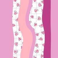 Romantic seamless pattern in 1970 style with waves and hearts. vector