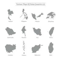 varios mapas de países asiáticos vector