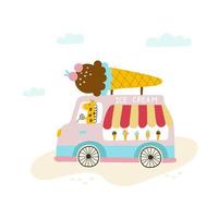 The ice cream bus. Vector illustrations