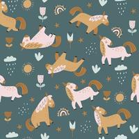 Pattern with cute unicorn. Vector illustrations