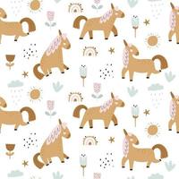 Pattern with cute unicorn. Vector illustrations