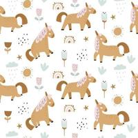 Pattern with cute unicorn. Vector illustrations