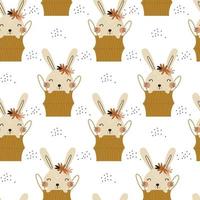 Seamless pattern with bunny. Vector illustrations