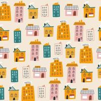 Pattern with cute houses. Kids print. Vector illustrations