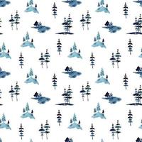 cold blue pinus seamless pattern watercolor vector
