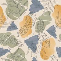 Abstract botanical seamless background with watercolour figures and leaves. Pastel vector illustration.