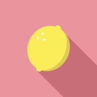 Simple yellow lemon icon on a coloured background with a flat style shadow on an isolated background. Vector illustration