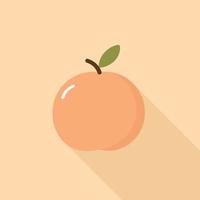 Icon of a simple peach in a flat cartoon style on an isolated background with a shadow. Vector illustration