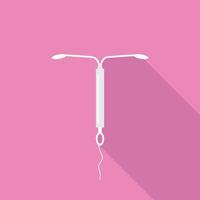Icon of intrauterine coil contraception for birth control, treatment of gynaecological diseases. Vector flat-panel illustration