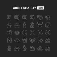 Set of linear icons of World Kiss Day vector