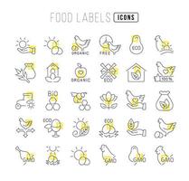 Set of linear icons of Food Labels vector