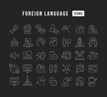 Set of linear icons of Foreign Language vector