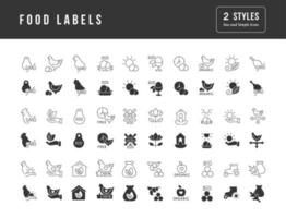 Set of simple icons of Food Labels vector