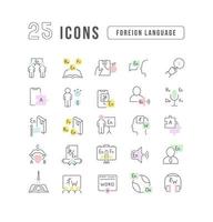 Set of linear icons of Foreign Language vector