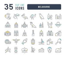 Set of linear icons of Melbourne vector