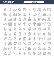 Set of linear icons of Austria vector