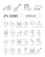 Set of linear icons of Azerbaijan vector