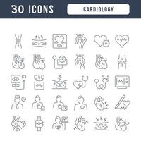 conjunto de iconos lineales de cardiología vector