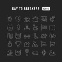 Set of linear icons of Bay to Breakers vector