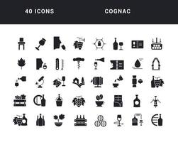 Set of simple icons of Cognac vector