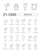 Set of linear icons of Cocktails vector